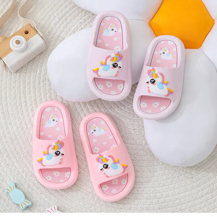 Summer Cartoon Children's Slippers Girl Unicorn Slipper Kids Cute Indoor Home Bathroom Shoes Boy Dinosaur Flip Flops Einhorn