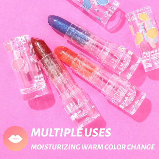 Febble Color Changing Lip Balm Moisturizing Hydrating Lip Gloss 3 Color Plumping Lip Care Makeup For Autumn And Winter