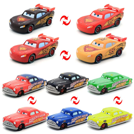 Disney Cars New Generation Color Changing Series Lightning McQueen Dr. Hudson 1:55 Plastic Diecast Model Children's Toy Car
