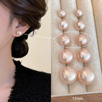 French Simple Pearl Silver Needle Earrings for Women Exquisite Imitation Pearl Elegant Stud Earrings Wedding Party Jewelry