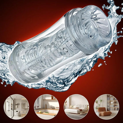 Male Masturbator Cup Realistic Adult  Soft Pussy Transparent Vagina Artificial 3D Manual Pocket Pussy Adult Sexy Sex Toy For Men