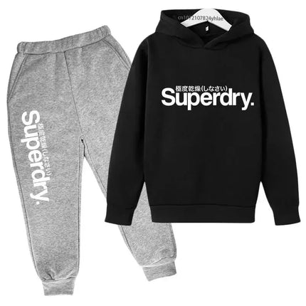 Printemps automne pull à capuche enfants tenues enfants loisirs lettre imprimer 2 pièces sweat à capuche + pantalon survêtements