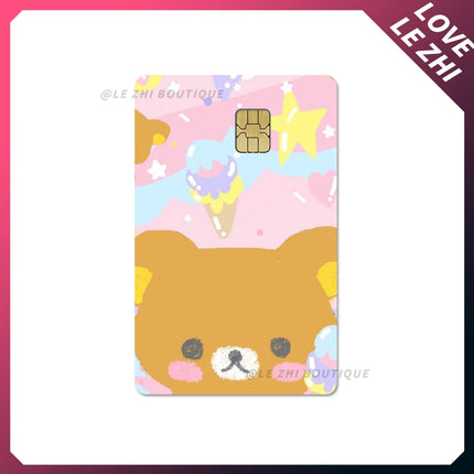 Japan Anime Cute Cartoon Bear Credit Debit Card Sticker Kawaii Bus Pass Diy Waterproof Small Chip Film Sticker Decoration