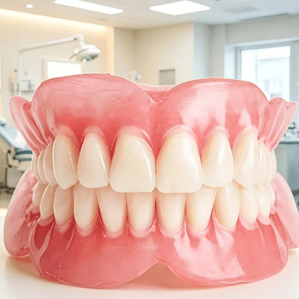 Upper & Lower Full Mouth Silicone Dentures, Lifelike Fake Teeth, Ideal for Daily Oral Care & Confidence Boost