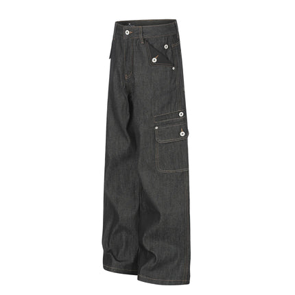 Men High Street Fashion Multi-Pocket Loose Casual Wide Leg Cargo Jeans Women Y2k Streetwear Denim Baggy Jeans Pants Trousers