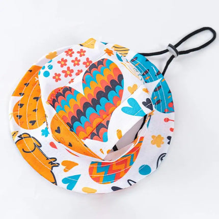 SU Summer Pet Cat Sun Hat With Ear Holes - Cute Kitten Fisherman Cap For UV Protection Breathable Outdoor Sunshade Cap For Cats