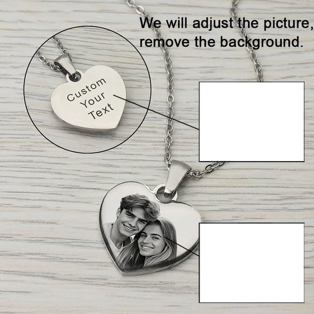 Picture Necklace Personalized for Women,Custom Photo Love Heart Projection Pendant,Customized Valentine's Day gift,gifts for mom