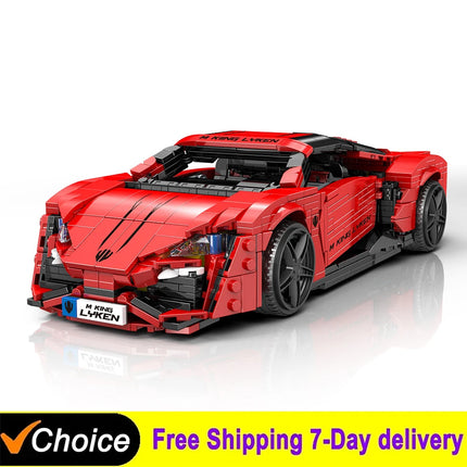 With Original Box Technical Car Toys The Red Lykan Sport Racing Car Building Block Assembly Car Brick Set Kids Christmas Gift