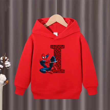 Children's Winter Autumn Hooded Pullover Sweater Spider Man Pattern Comfortable  Warm Fabric Suitable Outdoor Activities