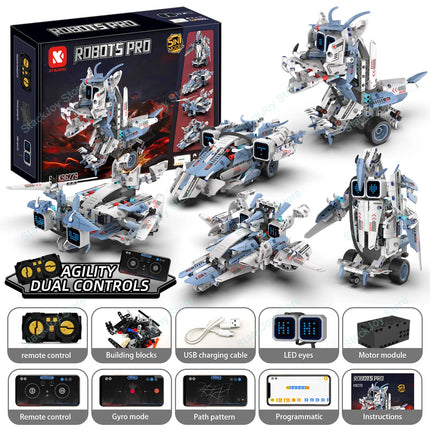 5-in-1 Series Technical Transformer Intelligent Robot Building Block With Remote Control APP Programmable STEM Toy For Kid Adult