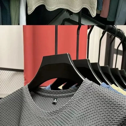 Summer Men's Round Neck Short Sleeved T-shirt M-5XL Oversize Wrinkle Resistant Breathable Top Texture Fabric Versatile Tees