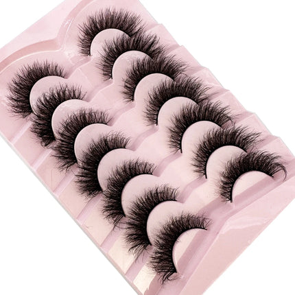 7pairs Natural Russian Strip Lashes Fluffy Mink Lashes 3D False Eyelashes Fluffy Volume Eyelashes Fake Eyelash Extension Make Up