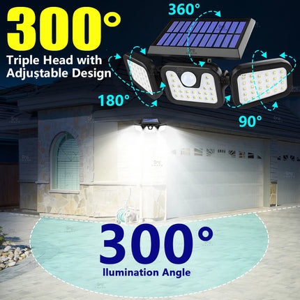 3 Head Solar Lights Outdoor Waterproof Motion Sensor Light 300° Illumination Led Solar Flood Lights Wall Lamp Garden Yard Patio