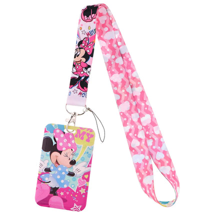 Mickey mouse Neck Keychain Necklace Webbings Ribbons Anime Cartoon Neck Strap Lanyard ID badge Holder Keychain Lanyards kids