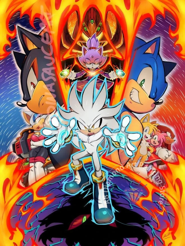 Sonic 5D Diamond Painting Kit DIY Embroidery / Kit Peinture Diamant Sonic 5D