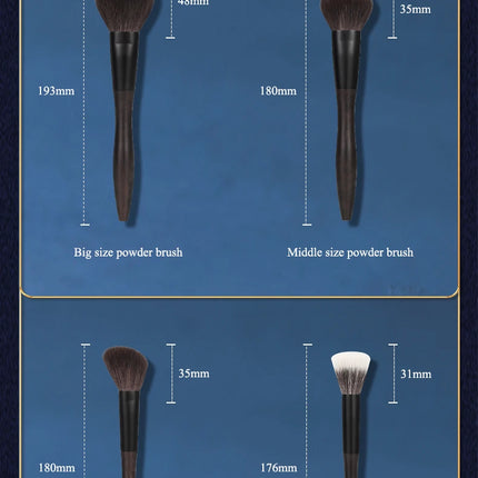 10pcs make up brushes sets Ebony makeup brush animal hair brush set real wool loose powder blush contour eye shadow brush
