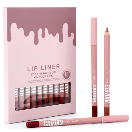 12pcs Lip Liner Pencil Set Long Lasting Matte Natural Creamy Cosmetics Lip Liner Kit Luxury Matte Lip Liner Lip Contour Lipstick
