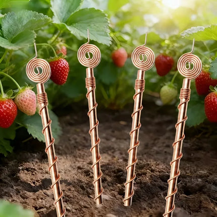 Premium Electroculture Antenna Garden Stakes (4-Pack) - 99.9% Pure Copper  - Handmade CopperCore - Boost Plant Health and Yield