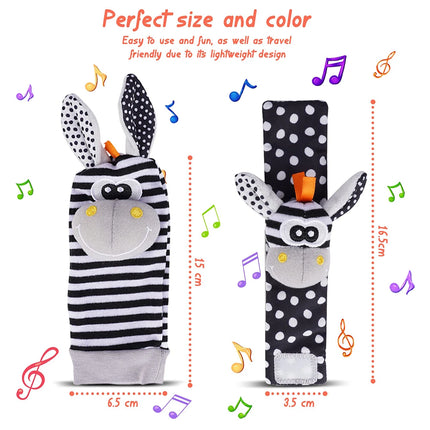 4PCS/SET Baby Rattle Socks Wrist Strap Rattles Set Cute Stuffed Animals Foot Finder Socks 0~12 Months For Infant Newborn Gift
