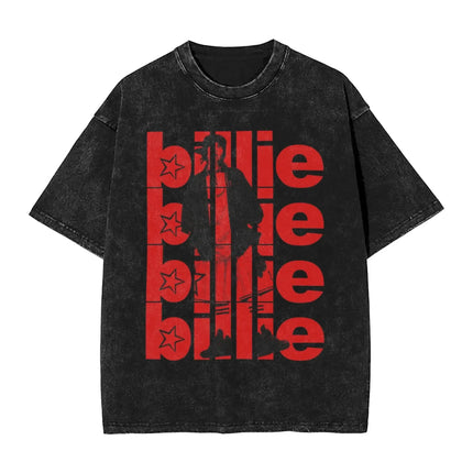 Billie Eilish Funny Poster Graphic Print T-shirt Men Women Fashion Vintage Washed Cotton O-neck Summer Tee Oversized Casual Top