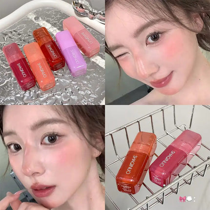 Peach Pink Blush Liquid Moisturizing Smooth Long Lasting Non Fading Facial Contouring Brightening Essential Natural Makeup
