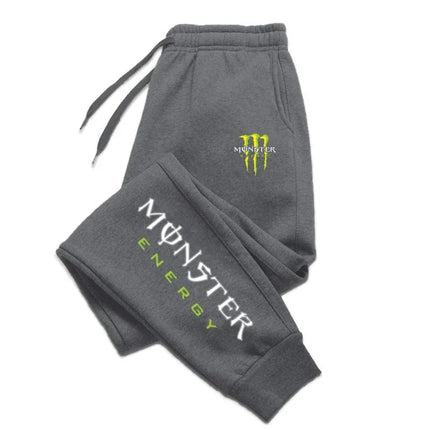 Monster Energy Letter Print Multi-functional Drawstring Casual Pants Men's Loose Fit Straight-Leg Sports Pants