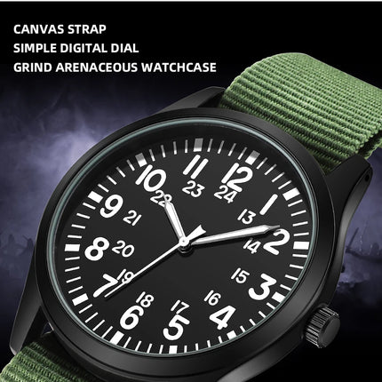 TPW Air Force Field Watch Fabric Strap 24 Hours Display Quartz Movement 42mm Dial