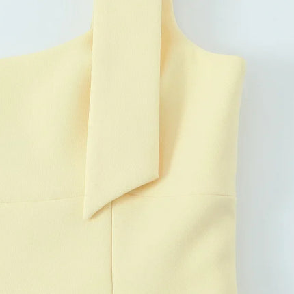WOMAN 2025 Bow Crop Top Woman Yellow Sexy Backless Top Women White Sleeveless Tops for Women Summer Camisole Bustier Top Female