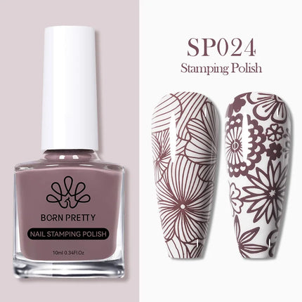 BORN PRETTY 10m Stamping Nail Polish White Black Gold Red Colorful Nail Art Printing Varnish DIY for Nail Plate Design Varnish