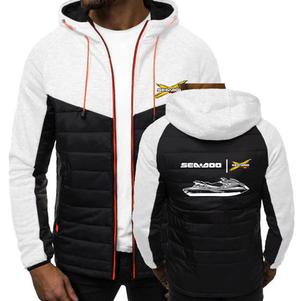 2025 Personality Coat Spring And Autumn Leisure Hooded Jacket Man's Sea Doo Seadoo Moto Logo Print Patchwork Zipper Hoodies
