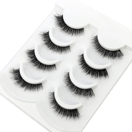HBZGTLAD 4pairs mink lashes natural long invisible thin band fake lashes transparent terrier soft eyelashes extension Beauty