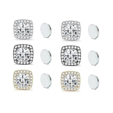 ZAKOL New 1 Pair Buling Cubic Zirconia Stainless Steel Magnetic Ear Clip Simple Fashion No Piercing Stud Earrings for Women Men