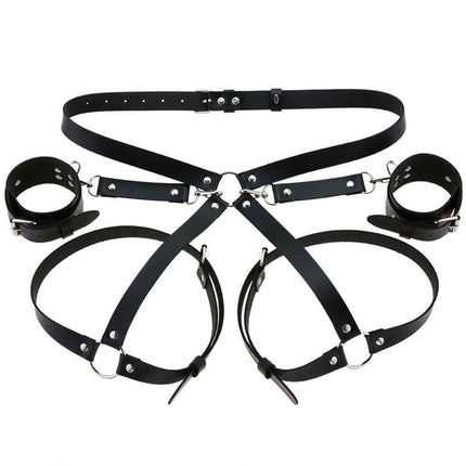 Women Sexy PU Leather Harness Sexy Lingerie BDSM Sexual Outfit Garter Belt Fetish Erotic Gothic Sex Costume Babydoll Underwear