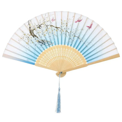 Retro Flower Pattern Home Decoration Elegent Bamboo Folding Fan Chinese Style Painting Handheld Fan Dance Performance Props