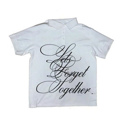 Fashion Trend Y2k Short Sleeve Printed Pattern Top Retro Summer Street Solid Color Polo T-shirt