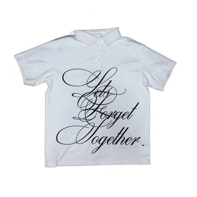 Fashion Trend Y2k Short Sleeve Printed Pattern Top Retro Summer Street Solid Color Polo T-shirt