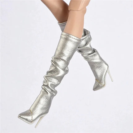 30cm Doll Shoes Accessories Senior Sense Fashion Trend Wrinkle Boots Winter Leather Boots For 1/6 FR Babi Supermodel Doll