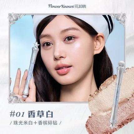 Flower Knows Shell's Jewel Collection Double-head Shimmer Eyeliner Pen Lying Silkworm Waterproof Highlighter Eyeshadow