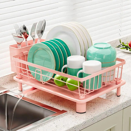 Pink Drain Rack Large Dish Drying Rack For Kitchen Counter With Drainboard, Rustproof Dish Drainer Space-saving Dish Rack A8e1