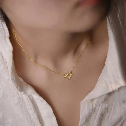 Huitan Infinity Sign Heart Pendant Necklace Charming Graceful Delicate Neck Accessories for Women Love Romantic Wedding Jewelry