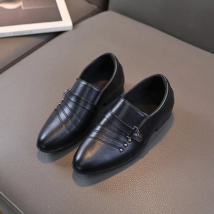 Spring Autumn Boy Leather Shoe Fashion Causal Children's Slip-on Loafers Versatile Kids Formal Students Performance Black Shoes
