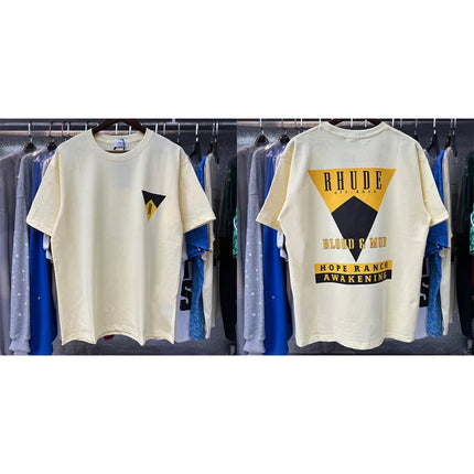 26SS New American Style Rhude T-Shirt High Street Hip Hop Fashion Men's Women's Trendy Short Sleeve Stock