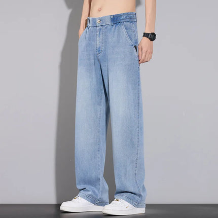 67% Lyocell Jeans Men's Spring/Summer Thin Straight Loose High Quality