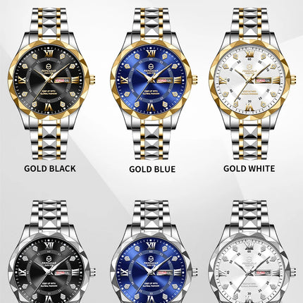 PAAZOMU Luxury Fashion Man Clock Top Business Waterproof Luminous Date Week Men's Watches Quartz Stainless Steel Men Wristwatc