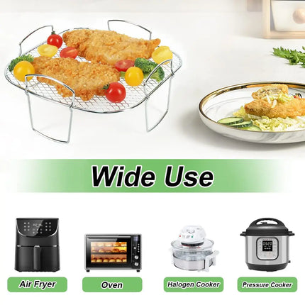 Air Fryer Baking Rack Metal Square/Round/Rectangle Oven Grill Racks Airfryer Accessories for Cosori,Instant Vortex,Gourmia,Foodi