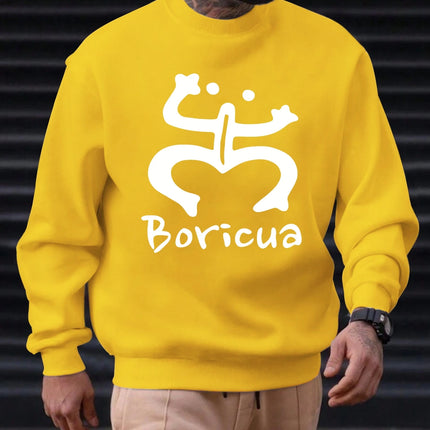 2025 Men's 100% Cotton Crew Neck Sweatshirt Boricua Art Print Cultural Elegant Premium Soft Comfortable Trendy Casual Daily Top