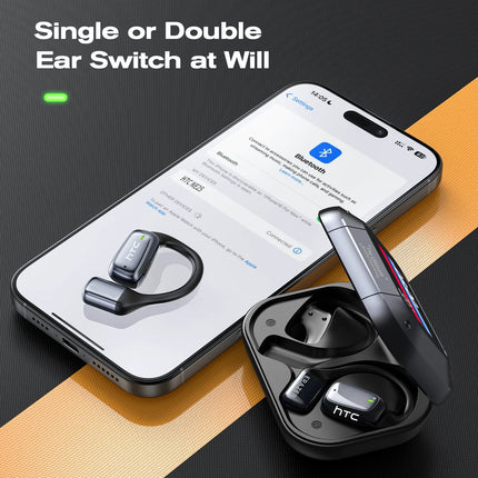 HTC NE25 OWS Earbuds AI Translator LCD Touch Screen Bluetooth 6.0 IPX5 Waterproof Open-Ear Wireless Headphones
