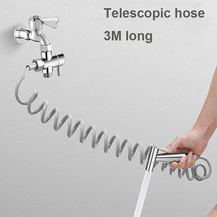 Brass 3 Way Diverter Valve Bidet Sprayer Kit with Stainless Steel Nozzle, G1/2 Shower/Faucet Adapter, Hose & Wall Mount