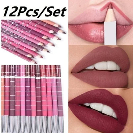New 2025 Hot Sale New 12 Color 1Set Professional Metal Makeup Pencil Lipstick Suitable Women's Makeup Matching Lipstick Supplies