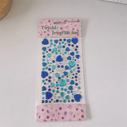 Large Love Diamond Sticker Ins3D Korean Diamond Decorative Handbook Sticker Face Sticker Children's and Girls' Crystal Diamonds